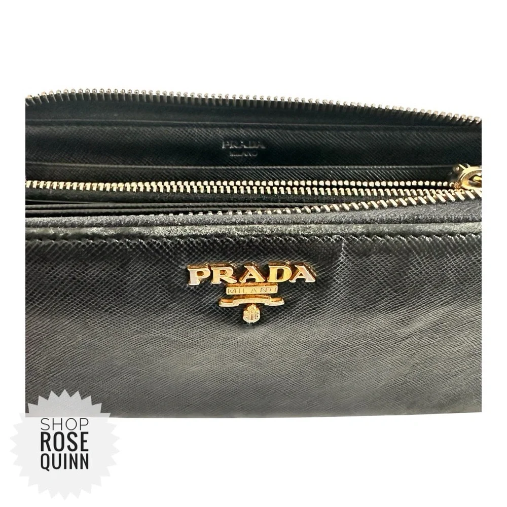 PRADA | Black Continental Zipper Wallet - Picture 12 of 14